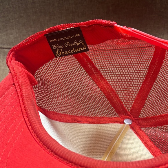 Vintage Graceland Red and White Elvis Presley Trucker Hat - Picture 2 of 4